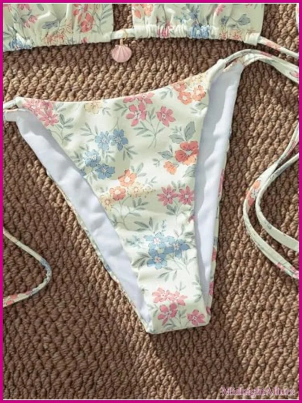 Women's Floral Bikini Set Halter High Waist Tie Back Swimwear